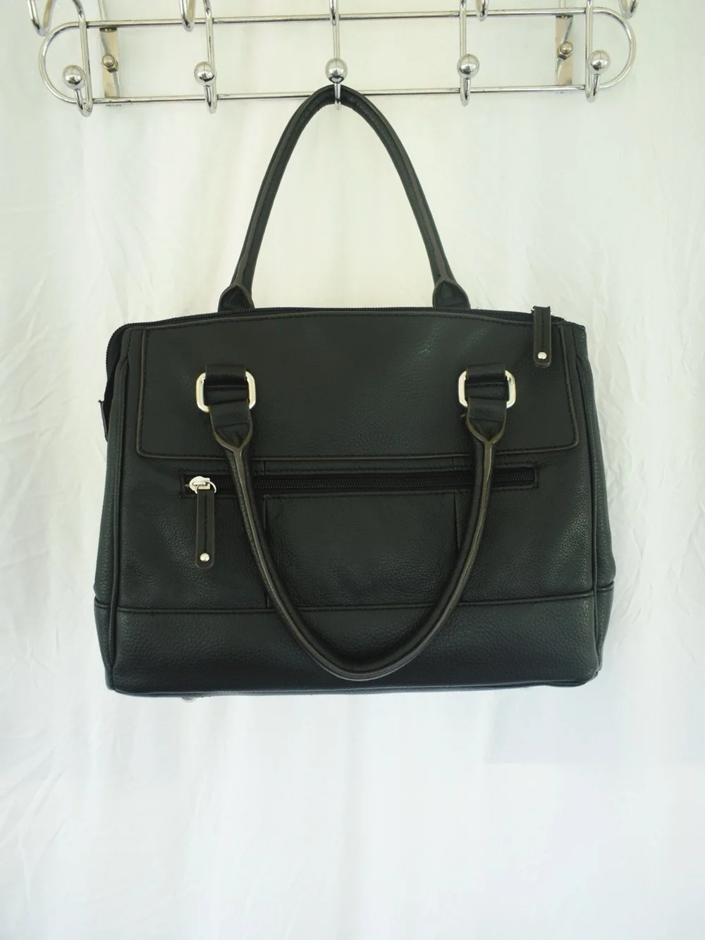 Classic Black Tignanello Leather Handbag